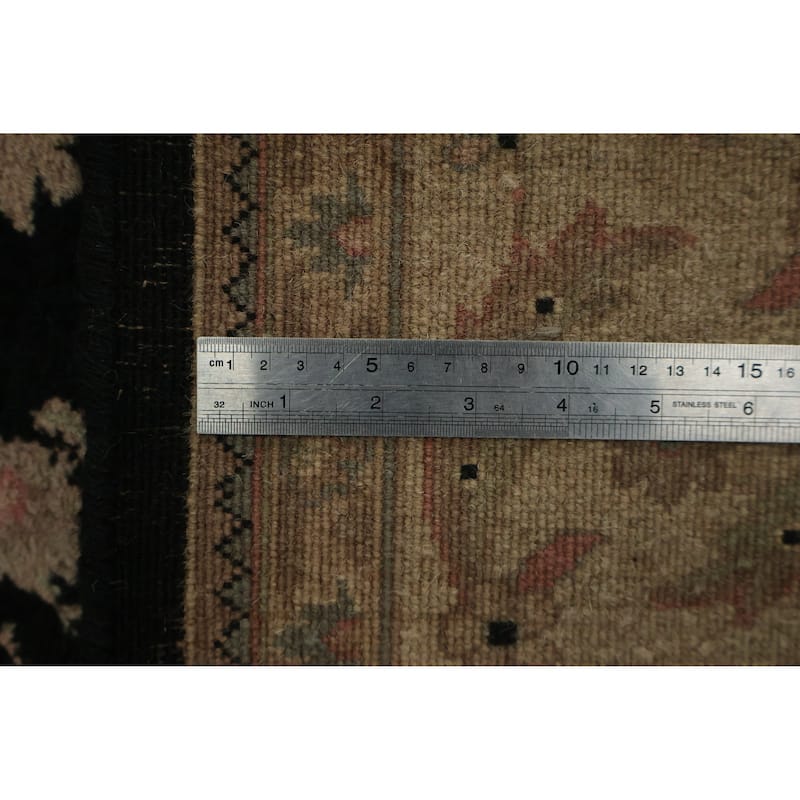 Hand Knotted Oriental 100% Wool Carpet Traditional Floral Black Agra Area Rug - 8' 7'' X 5' 9''