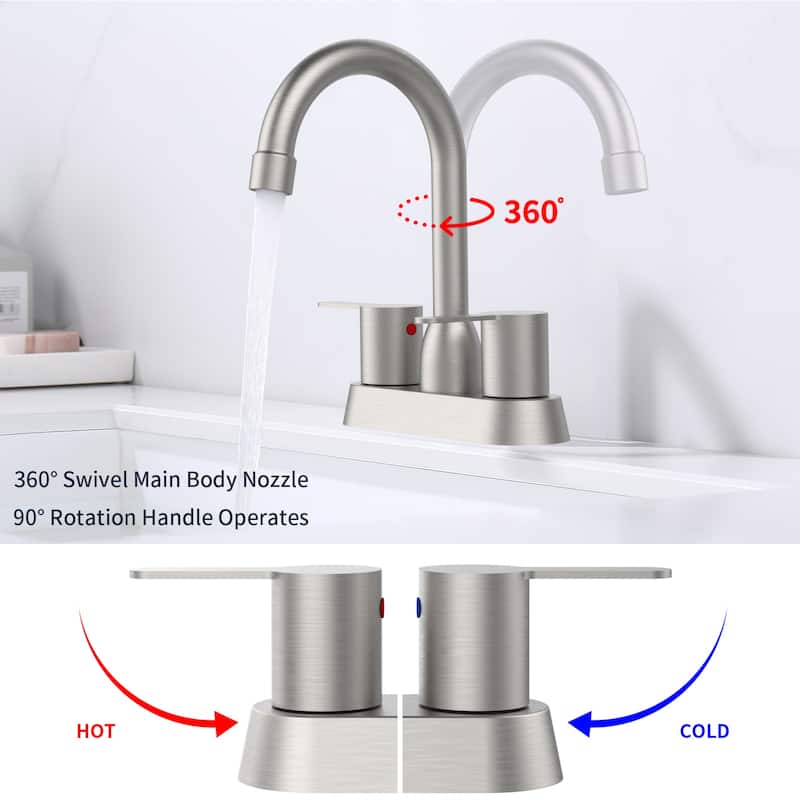 2 Handles Bathroom Sink Faucet, Matte Black Centerset RV Bathroom Faucets for 3 Hole