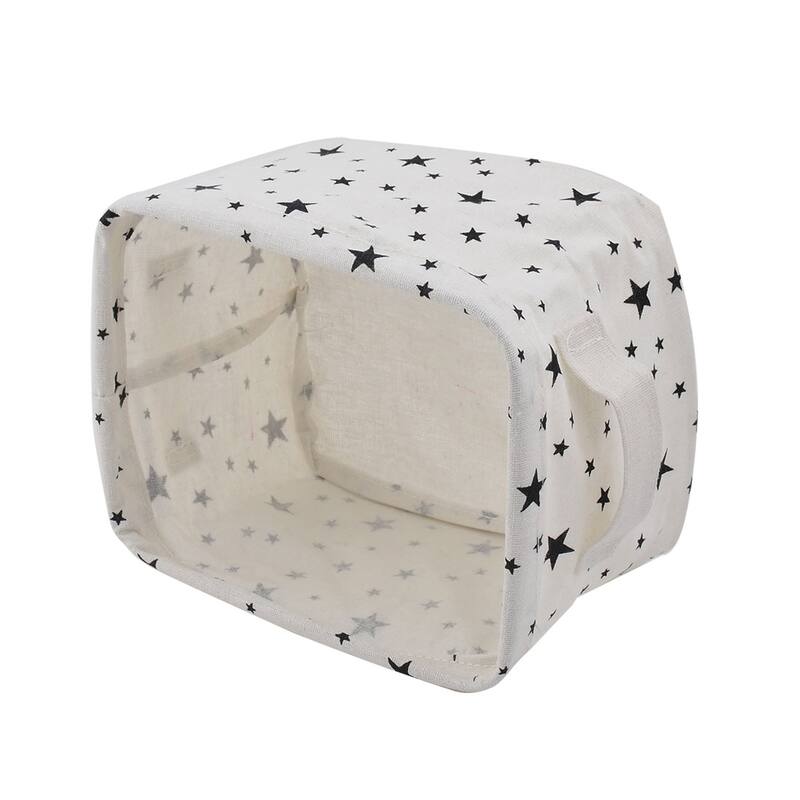 Household Desktop Fabric Star Pattern Makeup Sundries Storage Box Basket Closet - White, Black
