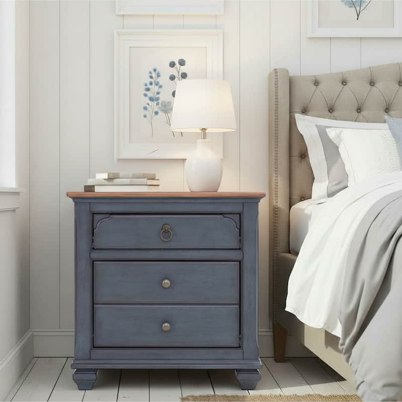 Bridgevine Home Americana Nightstand, No Assembly Required, Corduroy Blue Finish