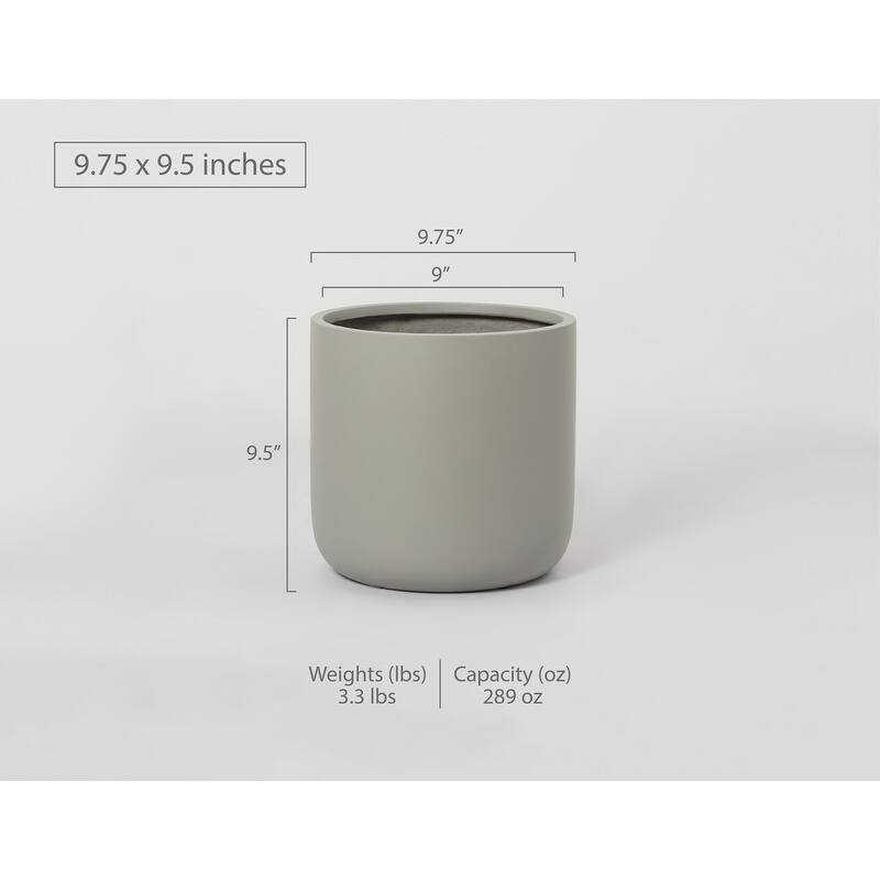 Indoor/Outdoor Large Minimalist Fiberstone Lightweight Cylinder Round Planter Pot - 12, 9 in