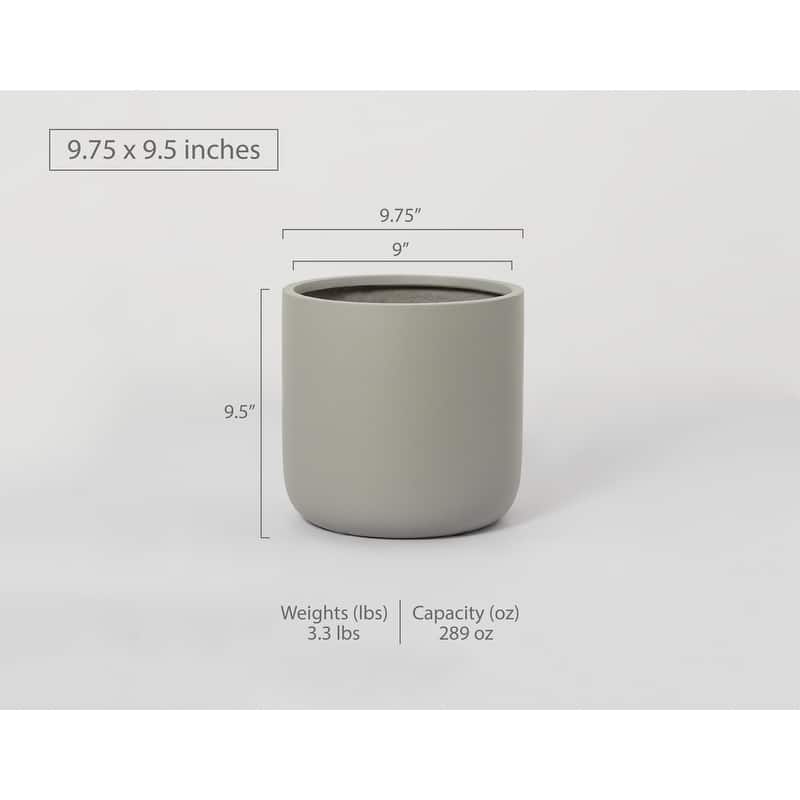 Indoor/Outdoor Large Minimalist Fiberstone Lightweight Cylinder Round Planter Pot - 12, 9 in