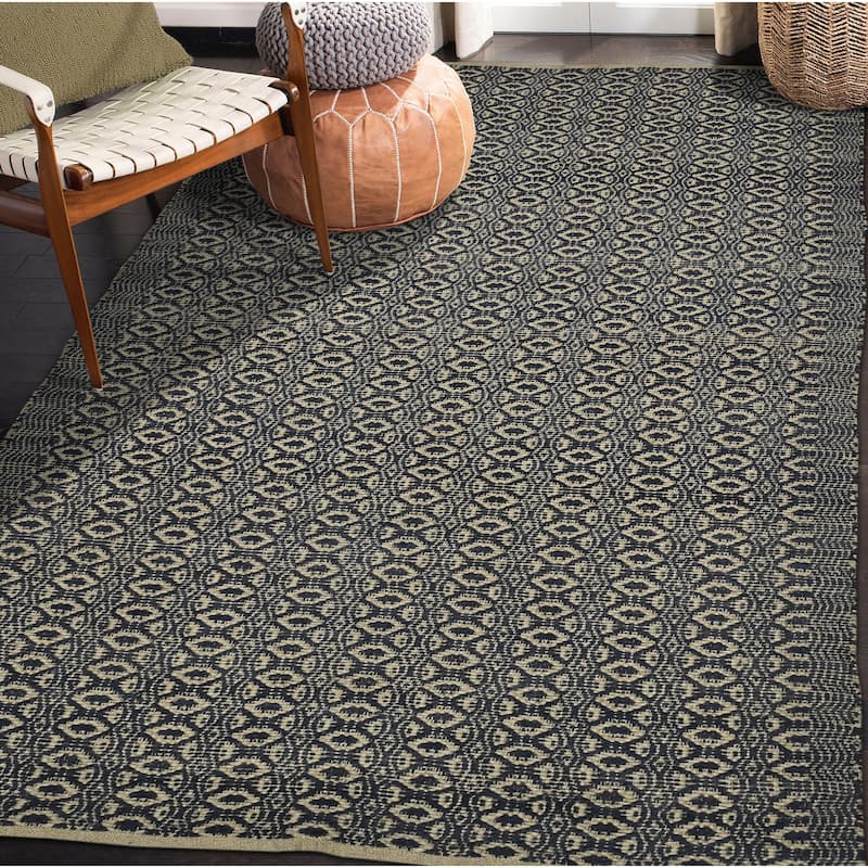 Sasha Sinae All-Natural Jute & Rayon Flatweave Area Rug - 5' x 8' - Black/Tan