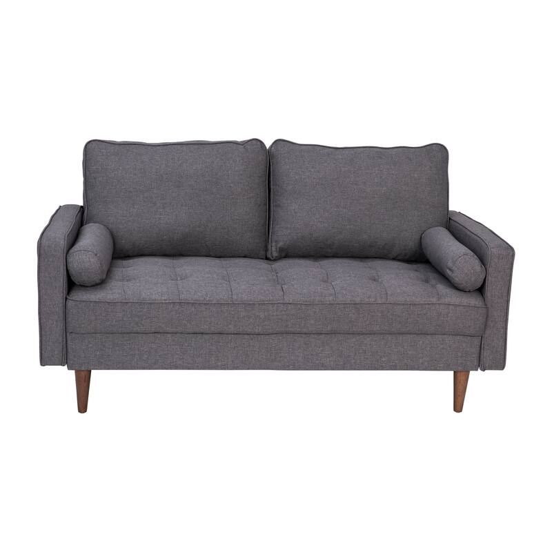 Compact Upholstered Tufted Loveseat with Wooden Legs