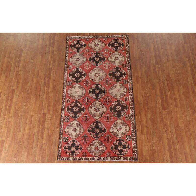 All-Over Geometric Bakhtiari Persian Antique Rug Handmade Wool Carpet - 4'6"x 8'9"