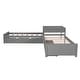 preview thumbnail 31 of 52, Twin Size L-Shaped Pine Wood Platform Bed with Trundle & Two Drawers, Bedroom Sofa Bed Frame with Built-in Desk for Guest Room