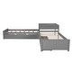preview thumbnail 33 of 55, Twin Size L-Shaped Upholstered Platform Bed with Trundle and Two Drawers Linked, Solid Pine Wood Bed Frame, Built-in Desk