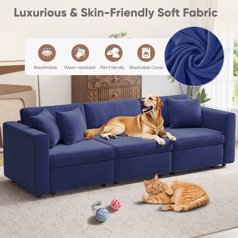 Pocassy Cloud Sectional Couch Upholstered Velvet Couches