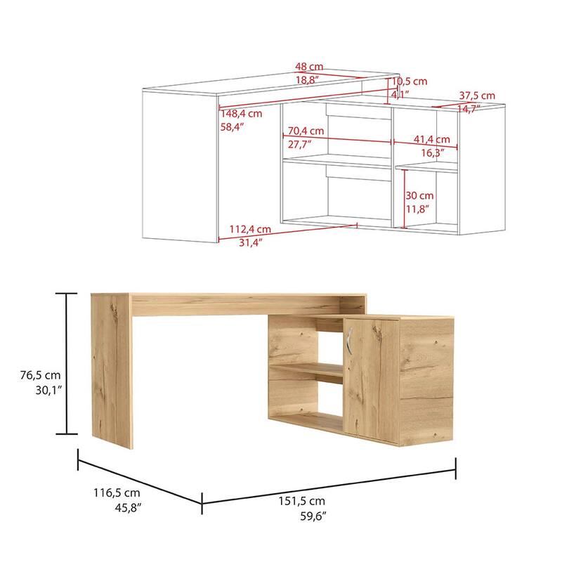 Modern L-Shaped Computer Desk with Open & Closed Storage Computer Table for Living Room Bedroom