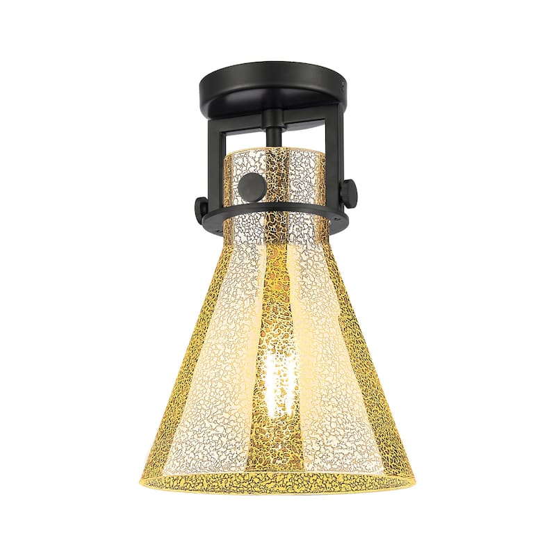 Innovations Lighting 411-1F-12-8 Newton Cone Flush Mount Newton Cone - Matte Black / Mercury