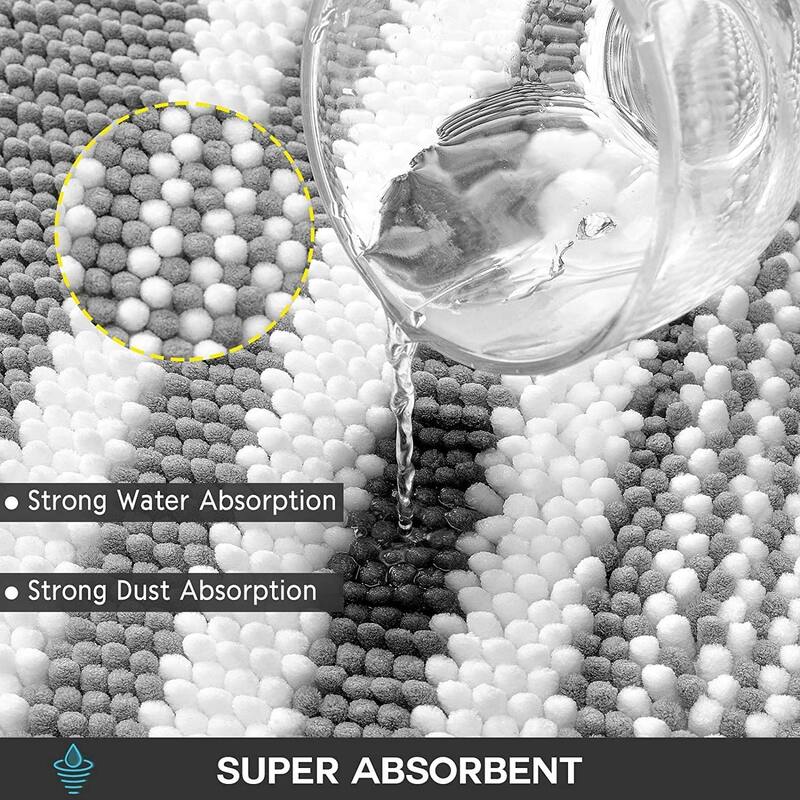 Extra Soft and Absorbent Fluffy Striped Chenille Bath Mat Rug Set,16" x 24" - 2' x 3' Oval