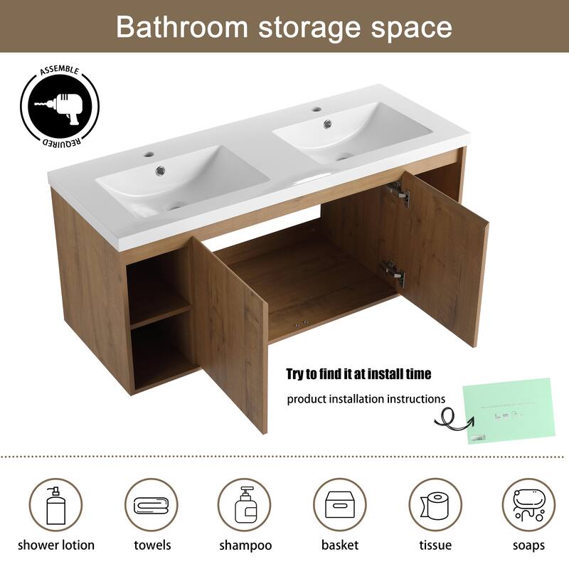 Malwee 48" Floating Bathroom Vanity with Resin Sink