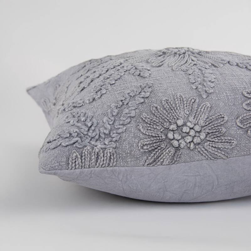 Rizzy Home Botanical Embroidered Throw Pillow