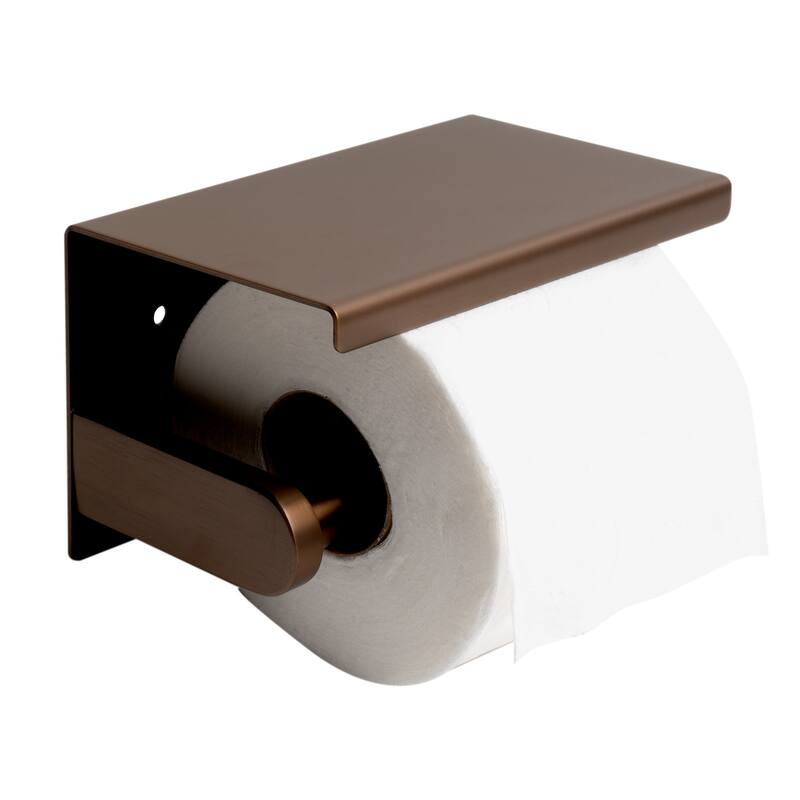 ALFI brand ABTPP66-BC Brushed Copper PVD Stainless Steel Toilet Paper Holder with Shelf - Brown