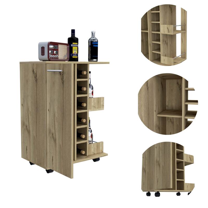 Bartlet 2-Shelf 6-Bottle Bar Cart with Division