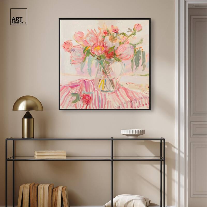 Candy Stripe Bloom Canvas by Art Remedy
