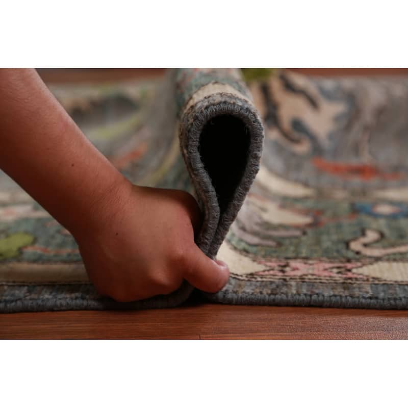 Hand Knotted Oriental 100% Wool Carpet Transitional All-Over Greys & Charcoal Oushak Area Rug - 10' 4'' X 8' 0''