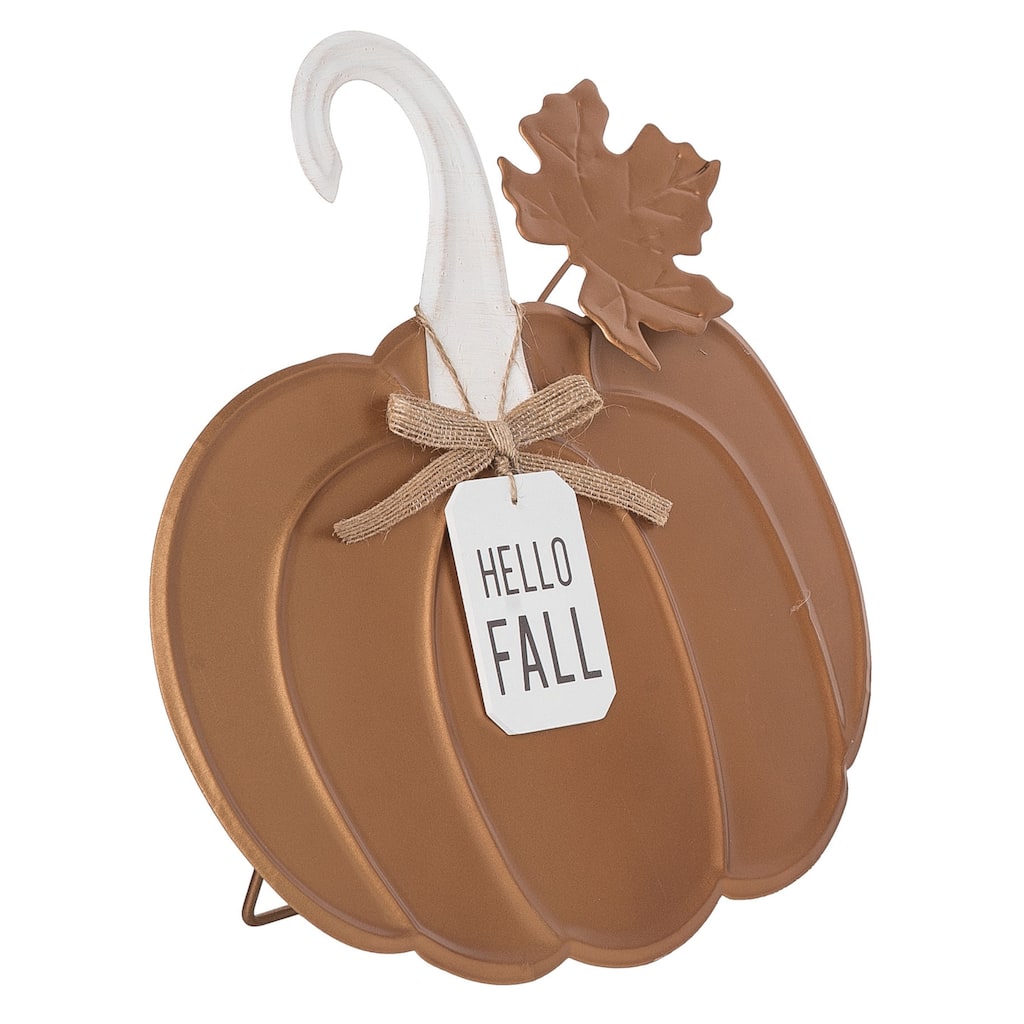 Transpac Metal 15.24 in. Multicolored Harvest Pumpkin Decor