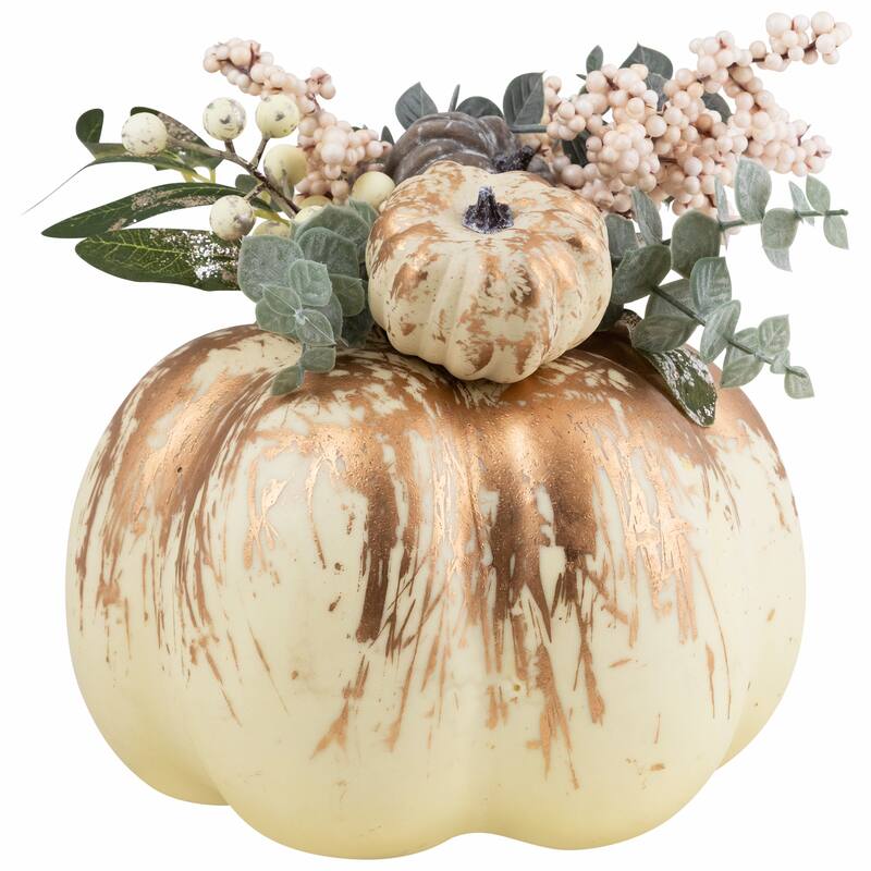 Mini Pumpkins and Berries Glittered Fall Harvest Decoration - 9"