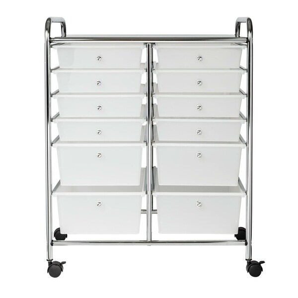 Honey Can Do Rolling Storage Cart Organizer 12 Plastic Drawers Gliding