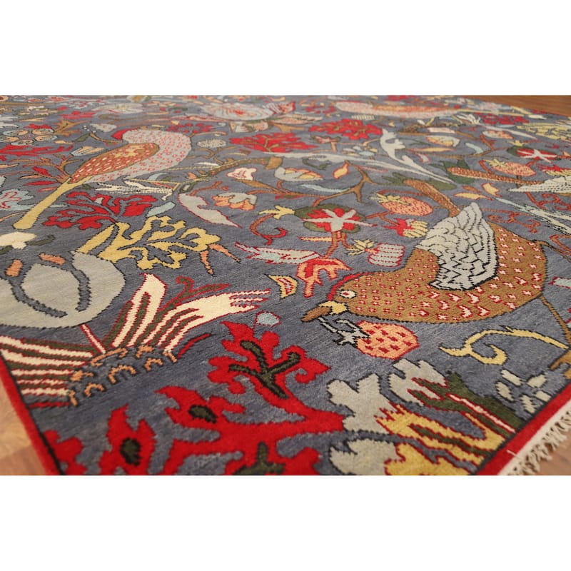 Hand Knotted Oriental 100% Wool Carpet Traditional All-Over Greys & Charcoal Ziegler Area Rug - 13' 11'' X 10' 1''