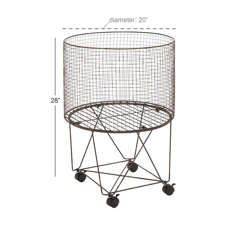 Metal Deep Set Wire Basket Storage Cart with Wheels - Bronze - Roche River Decor