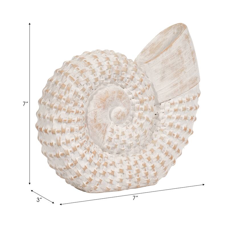 Coastal Decorative Resin Shell Figurine Sculpture - White