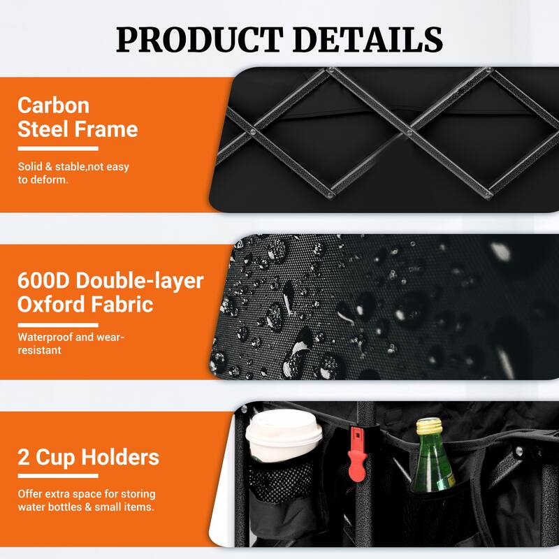 400L Collapsible Wagon, Folding Wagon Cart , Beach Wagon with Big Wheels, 450LB Heavy Duty Foldable Wagon