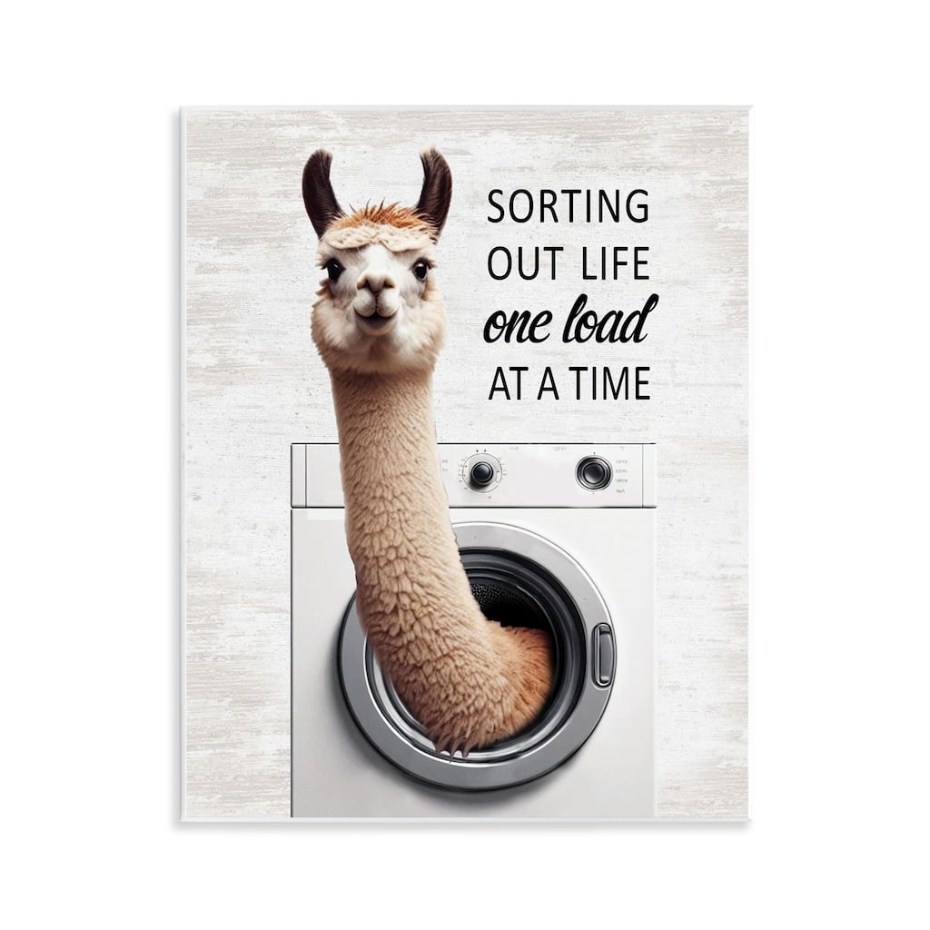 Stupell One Load At A Time Llama Wall Plaque Art Design By Lettered and Lined