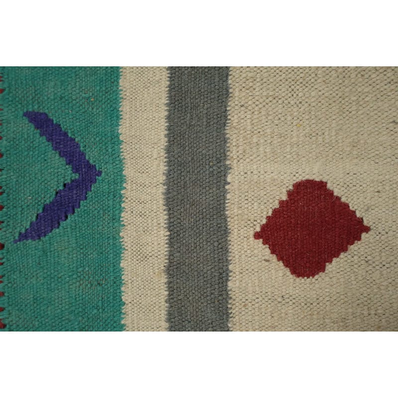 Hand Woven Oriental 100% Wool Carpet Southwestern Tribal Multi-Colored Kilim Area Rug - 14' 8'' X 8' 1''