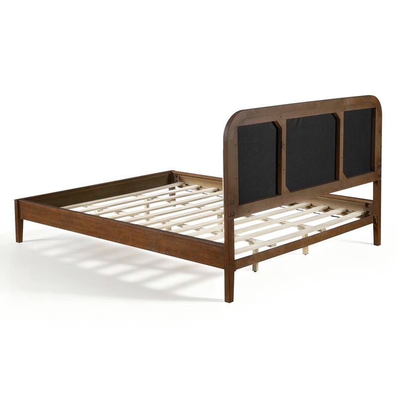 Christopher Knight Home - Oakmere Modern Solid Wood Platform Bed with Upholstered Headboard