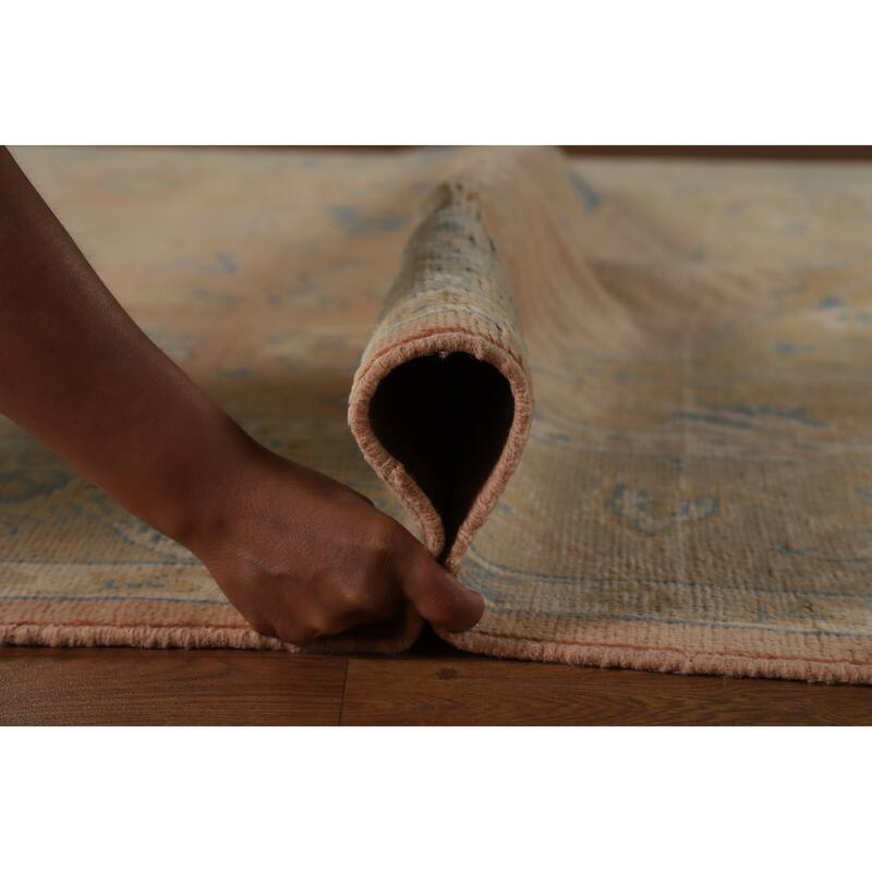 Hand Knotted Oriental 100% Wool Carpet Transitional All-Over Peach Oushak Area Rug - 10' 1'' X 8' 3''