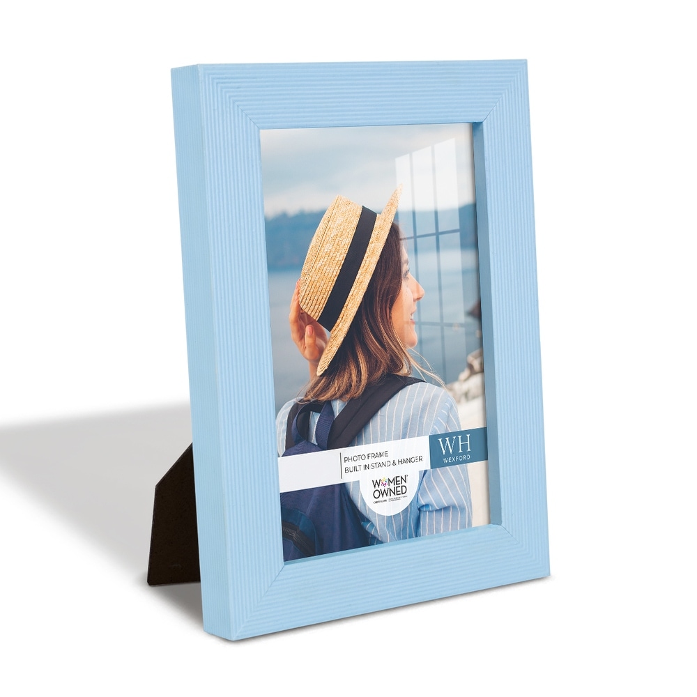 Foreside Home & Garden Blue Stripe 4x6 inch Lake Time Wood Decorative Picture Frame