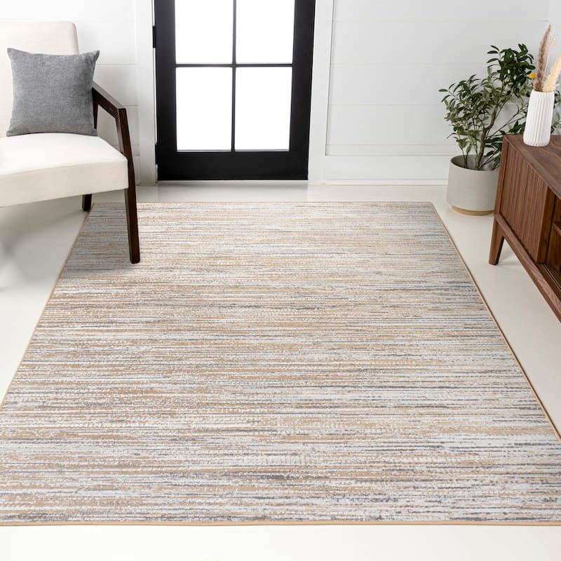 JONATHAN Y Slant Modern Strie' Area Rug - 8 X 10 - Beige/Gray