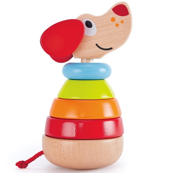 slide 2 of 5, Hape: Pepe Sound Stacker - 6pc Wooden Puppy Toy,1+ - Multi