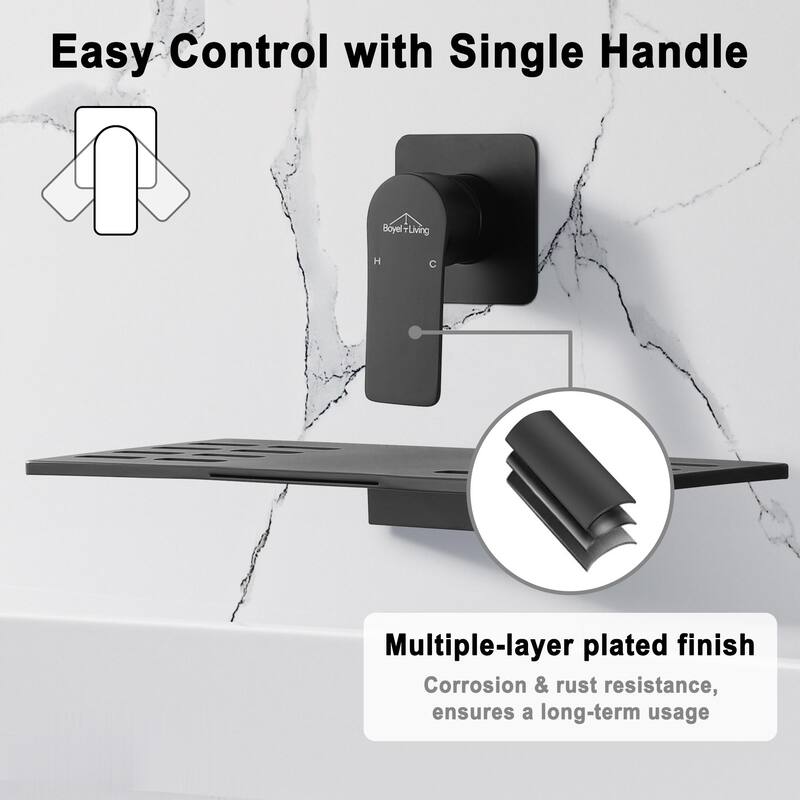 Waterfall Faucet 1-Handle Wall Mount Lavatory Faucet Mixer Tap