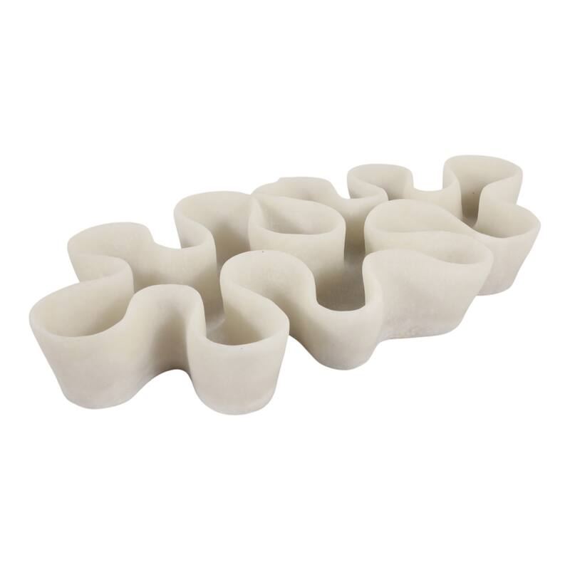 Resin Decorative Bowl Wave-Shaped Modern Sculptural Design - 21" White - 21.25" x 11" x 3.25"