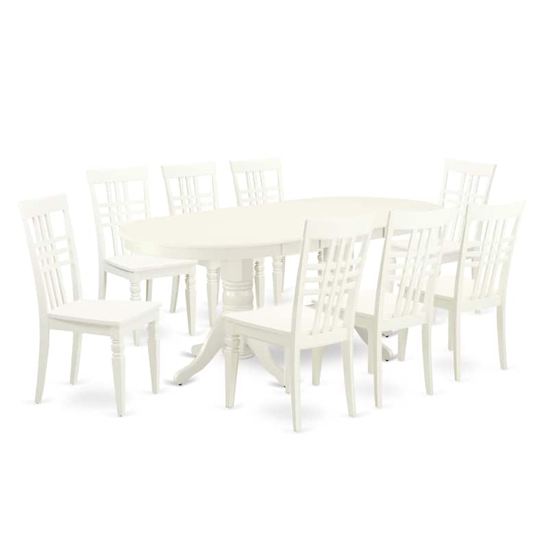 East West Furniture Dining Table Set- an Oval Kitchen Table and Dining Chairs, Linen White(Pieces Options)
