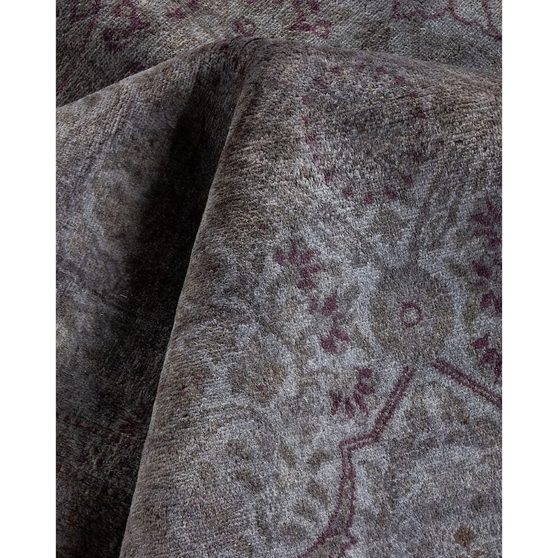 Overton Hand Knotted Wool Vintage Inspired Modern Contemporary Overdyed Gray Area Rug - 8' 2" x 10' 4"