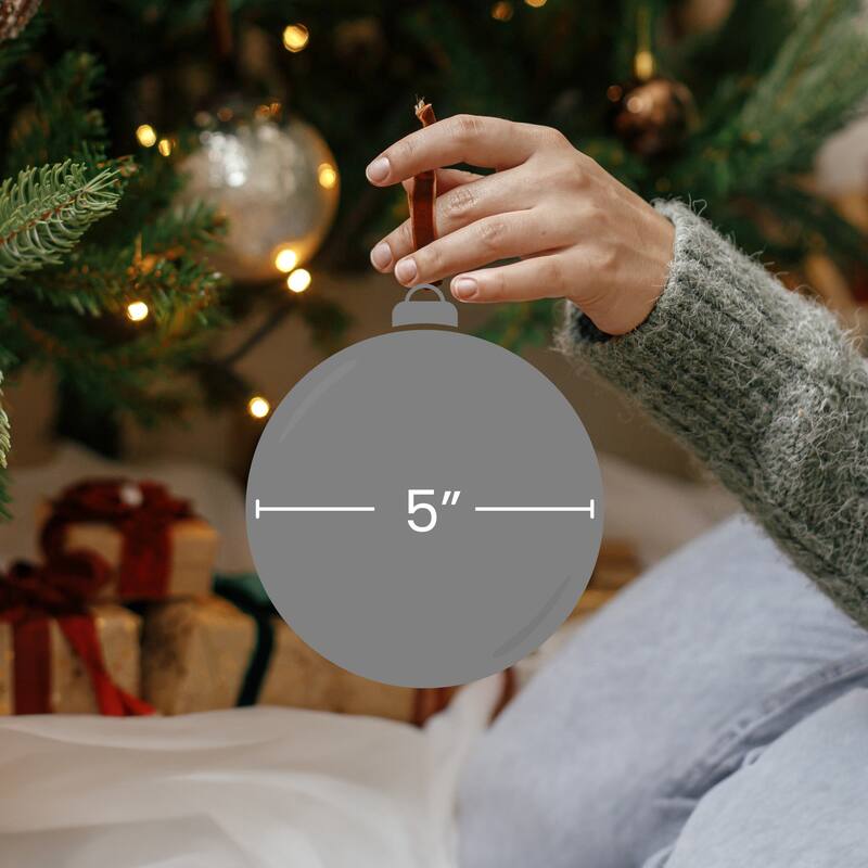 Matte Finish Glass "Merry Christmas" Ball Ornaments - 5" (130mm) - White and Red - 6ct