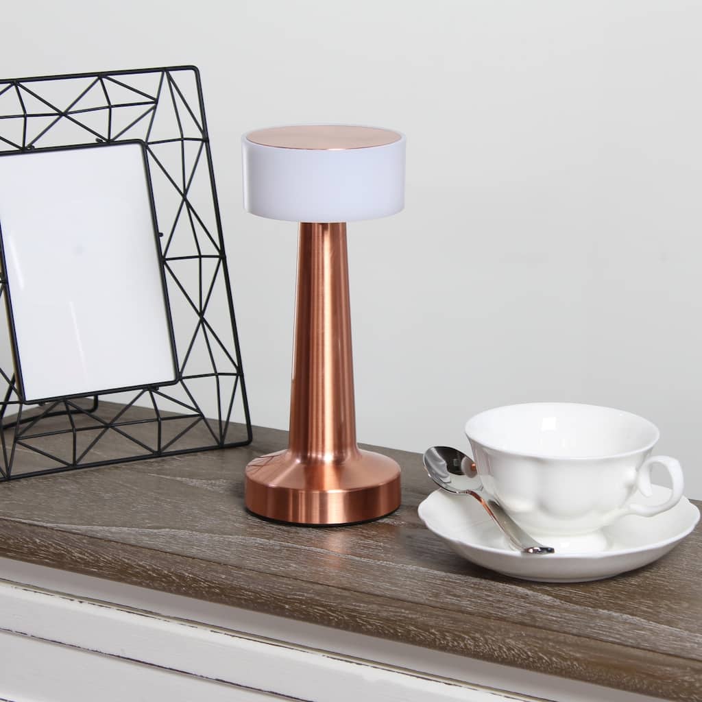 LED Lighted Saucer Mini Touch Sensor Desk Lamp - 8.5" - Copper Finish