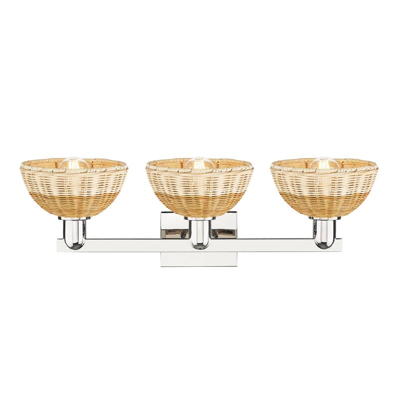Innovations Lighting Downtown Urban - Natural Ballston Dome - 3 Light 26" Bath Vanity Light with Basketweave Shade