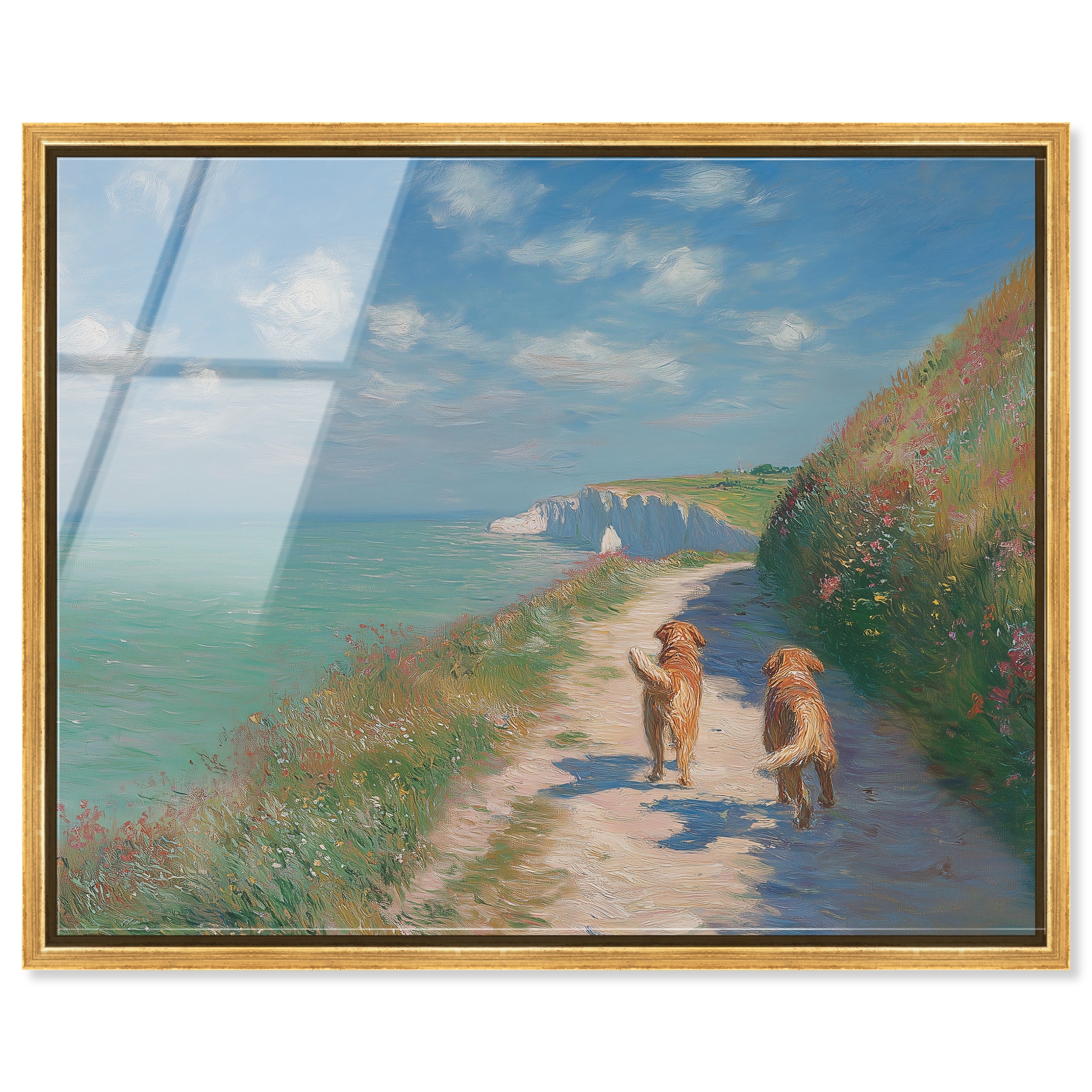 Dogs By the Cliffside Coastal Wall Decor Acrylic Print by Art Remedy