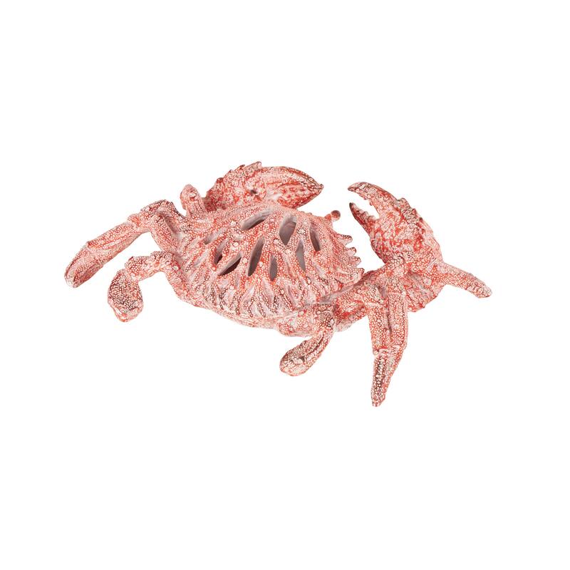 Polystone Textured Crab Decorative Sculpture with White Body - Red or Blue