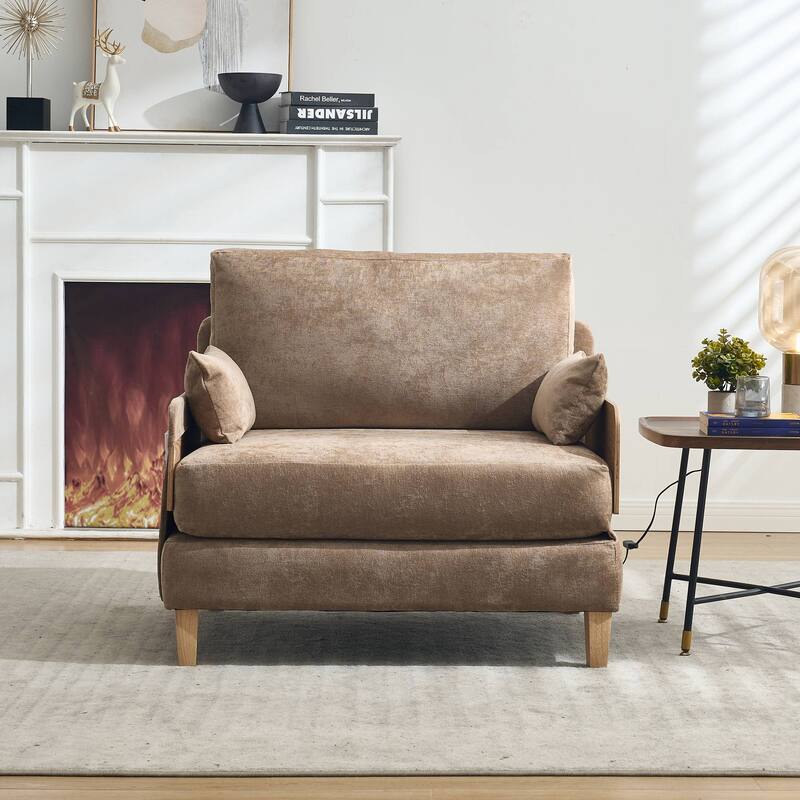 Convertible sofa bed, 3-in-1 convertible with 3 pillows - Light Brown