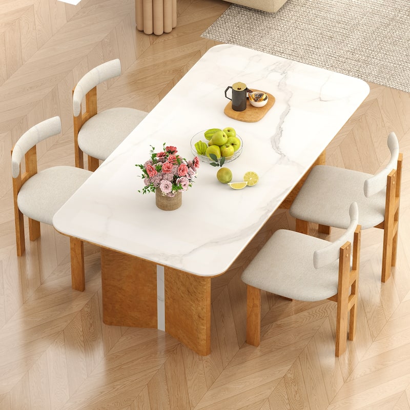 Gymax Dining Chair Set of 2 Upholstered Kitchen Chair w/ Padded Seat &