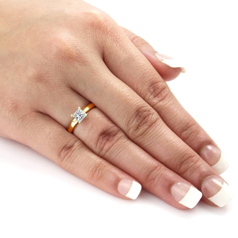 Auriya 14k Gold 1/3ctw Princess-cut Solitaire Diamond Engagement Ring