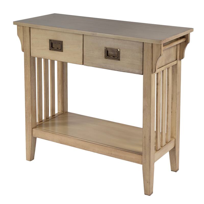 Larina 36 in. W Rectangular Wood 2-Drawer Console Table with Lower Open Shelf