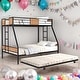 preview thumbnail 2 of 23, Modern Twin over Full Bunk Bed with Wooden Decoration and Safety Guardrail and Convenient Trundle