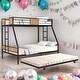 preview thumbnail 1 of 23, Twin over Full Bunk Bed with Safety Guardrail and Convenient Trundle for Home Black